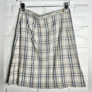 Vintage Plaid Linen Wrap Skirt